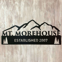 Name Sign and Established Date with Mountains | #1002