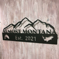 Name Sign and Established Date with Mountains | #1002