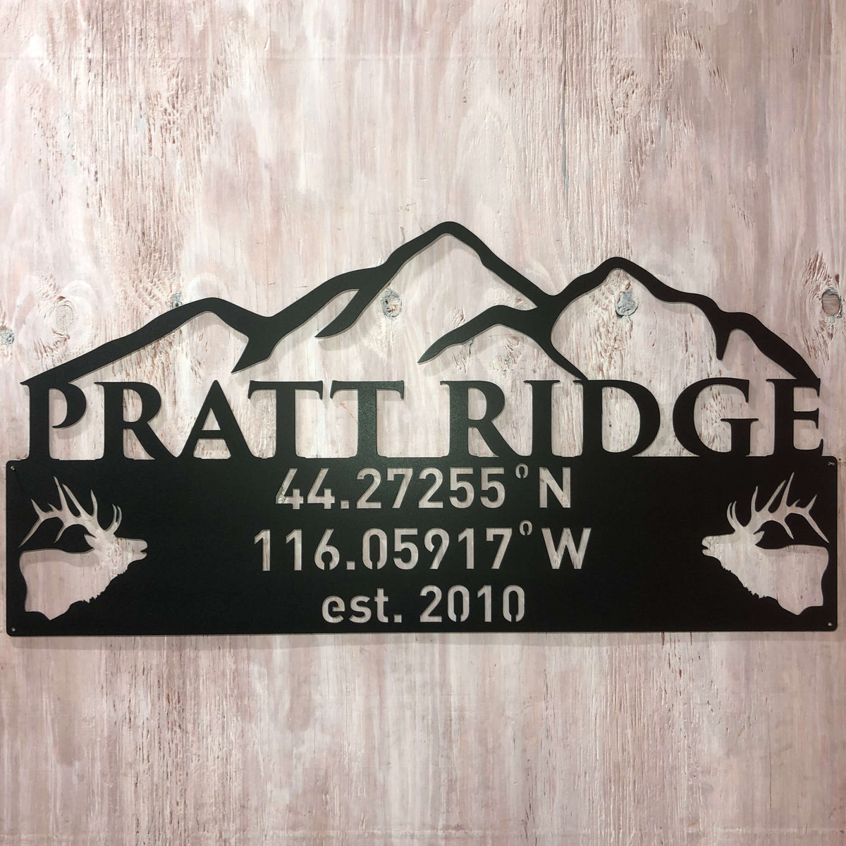 Name Sign and Established Date with Mountains | #1002