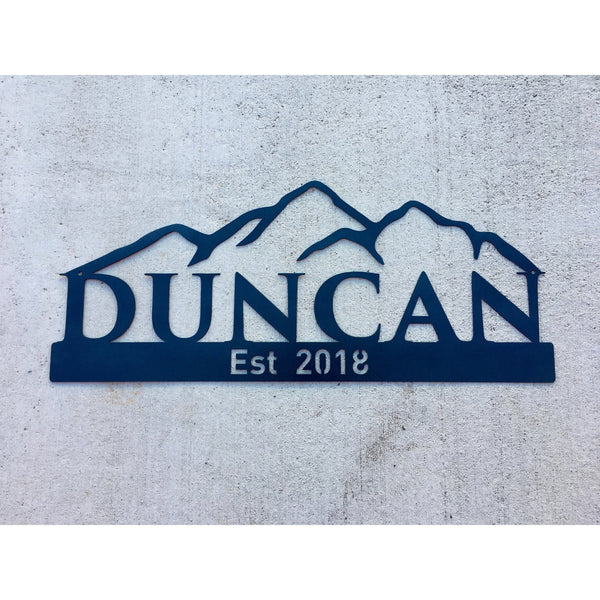 Custom Name sign with mountains