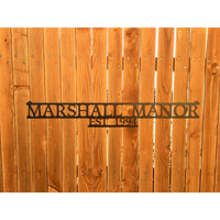 Manor and Estate Sign with Name and Established Date | #2005