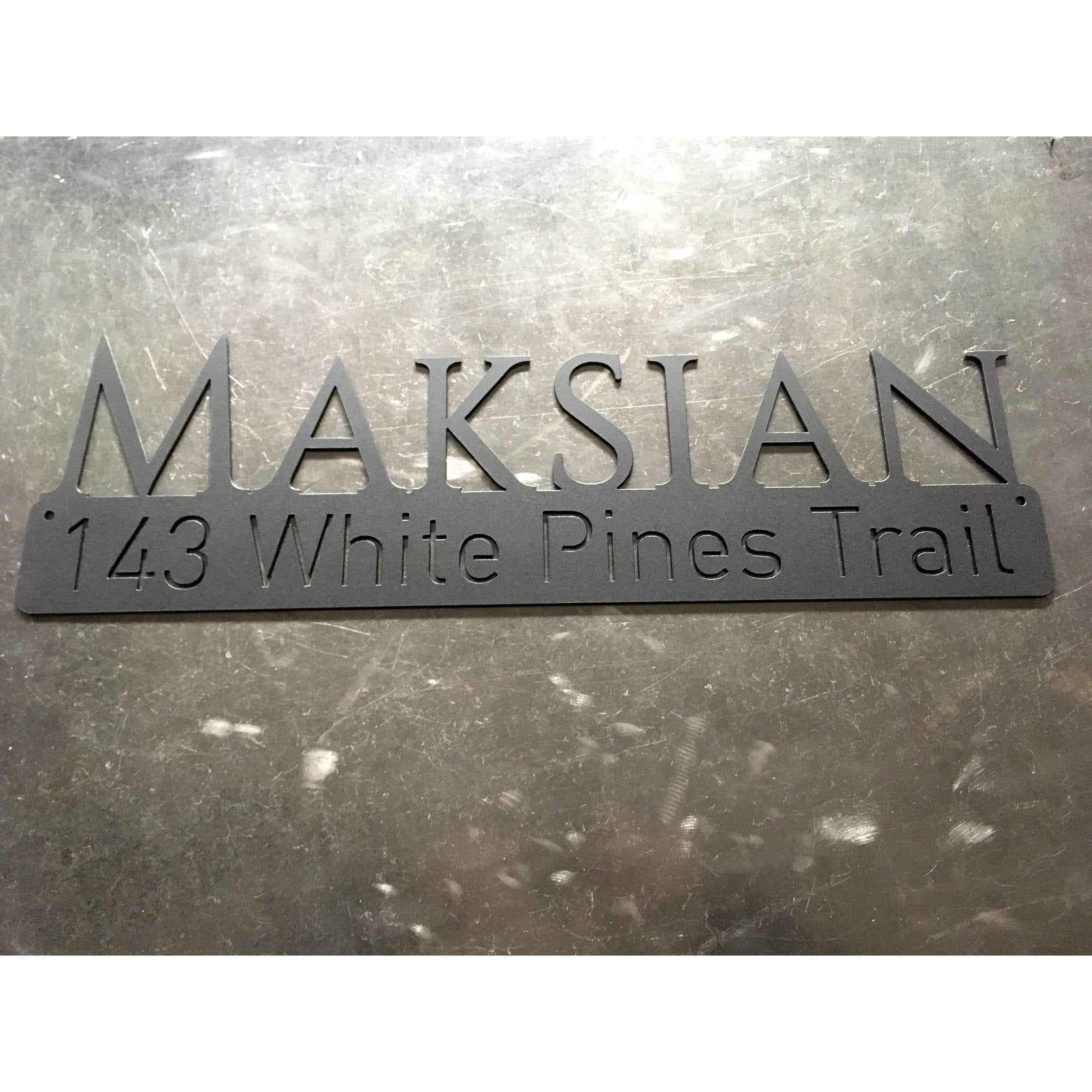 Name Address Sign, House Number Plate with Name - Think Metal CNC