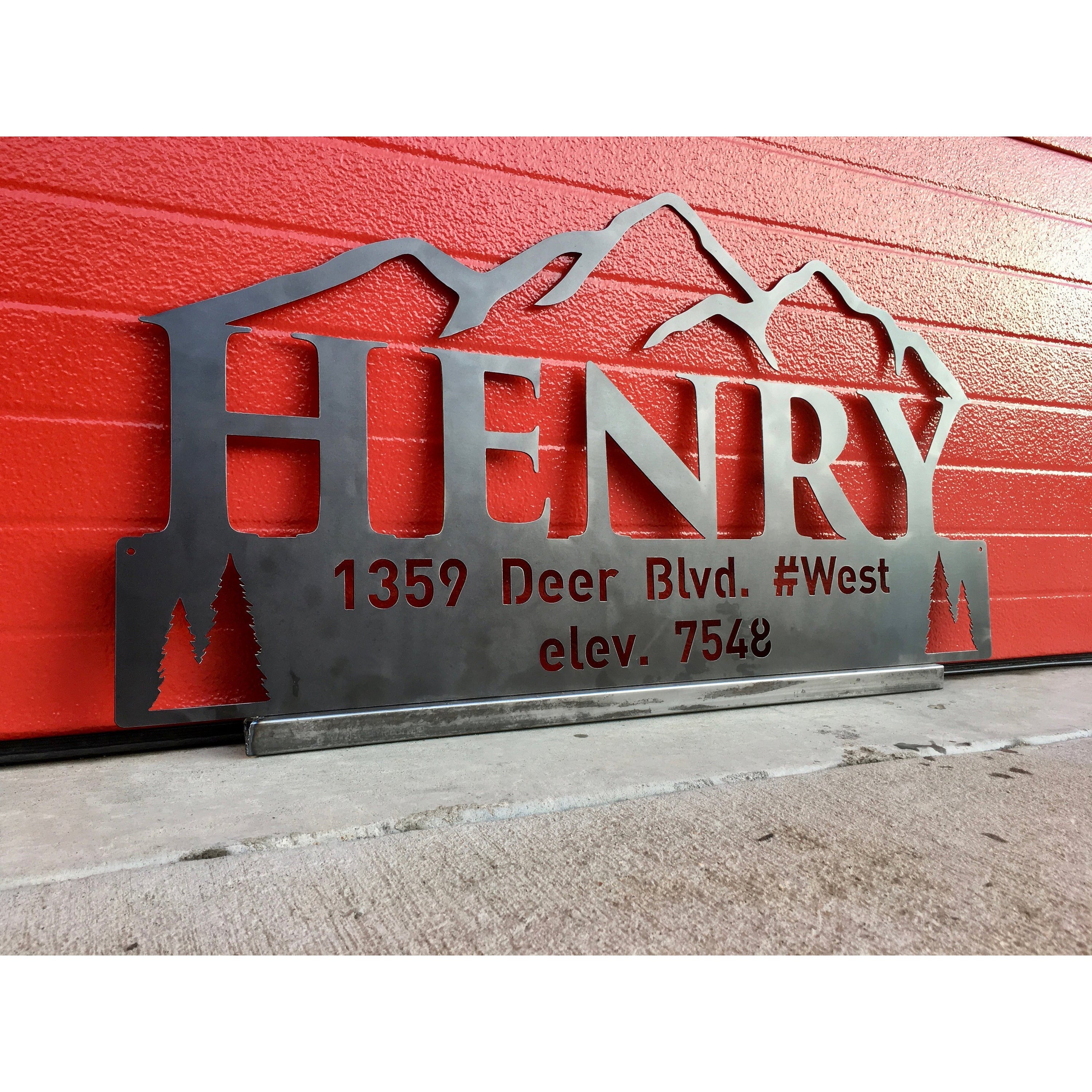 Mountain Name Sign, Established Wedding Sign - Think Metal CNC