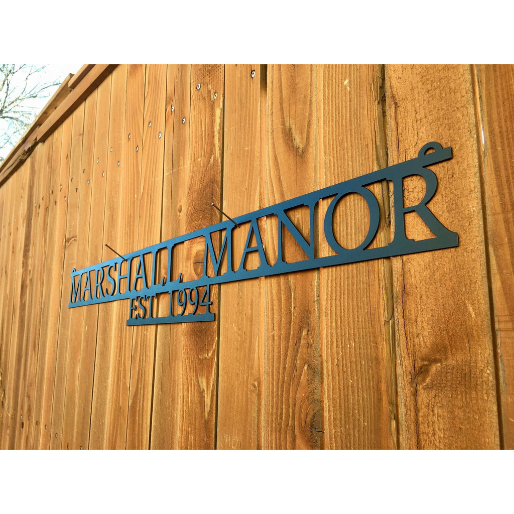 Manor Sign Manor and Estate Sign with Name and Established Date - Think Metal CNC ...