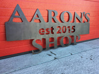 Garage or Shop Sign and Established Date - Three Lines | #1320